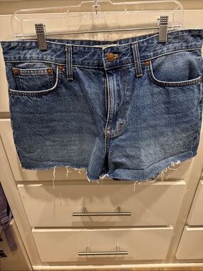 Madewell Blue Denim Cutoff Shorts with Raw Frayed Hem